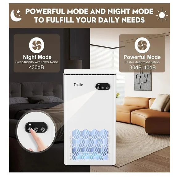 ToLife Dehumidifier for Home, 1000 sq.ft Dehumidifiers for Basement Bedroom Bath - Picture 4 of 7